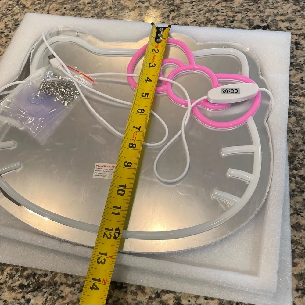 NIB Hello Kitty Neon Light Up Dimmer Hanging 15”x13” Lit Mirror Electric Gift!!